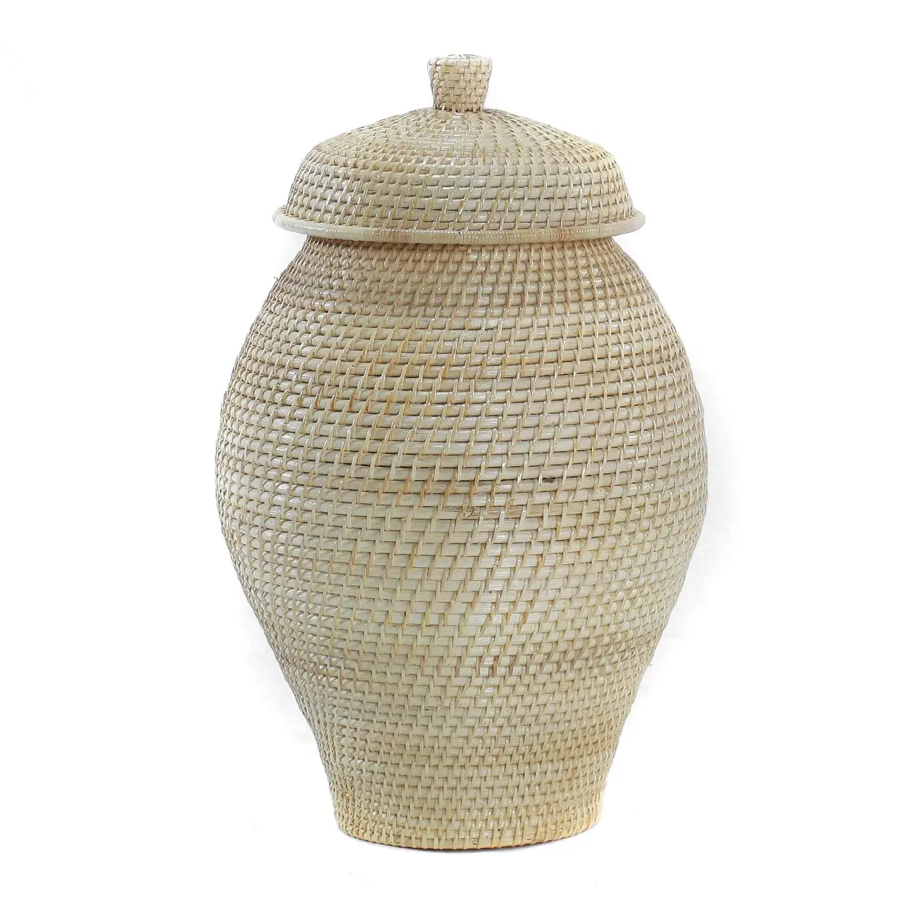 Wood Flower Vase with lid Living Room Interior Decorative Wooden vase made of rattan core weaving Fabric Lining Inside