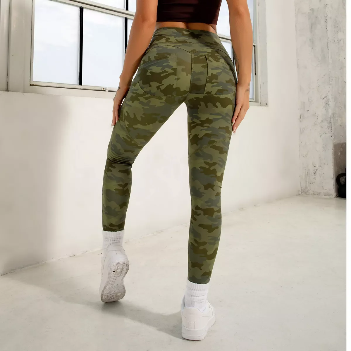 OEM Custom Logo Women Sports Wear Camo Scrunch Butt Lift leggings Green Camouflage Exercise Fitness women Leggings fitness pant