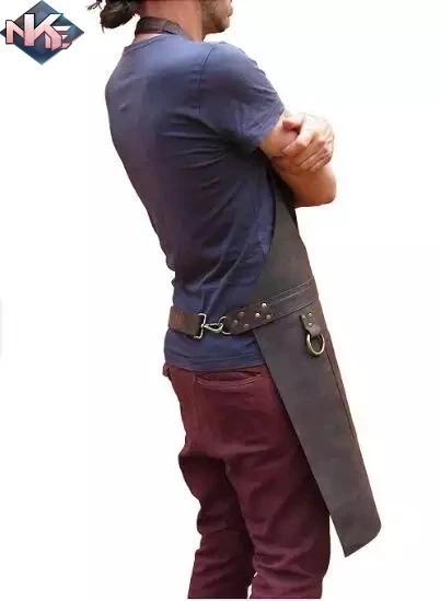 Leather Kitchen Apron Leather Apron with Pockets for Barber with Adjustable Belt Loops Unisex Apron for House Clean