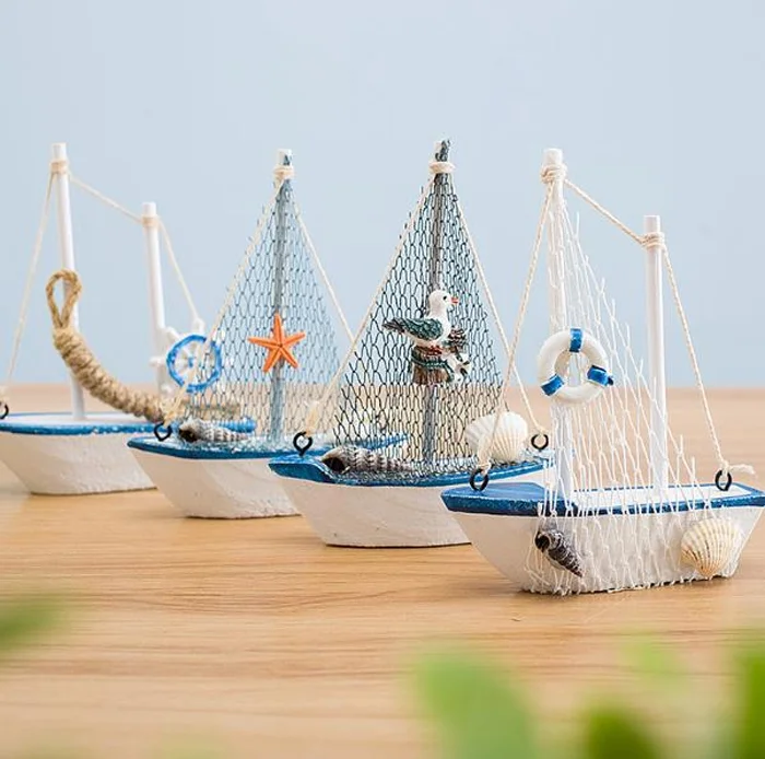 Beach Nautical Mini Wooden Sailing Boat Home Decor