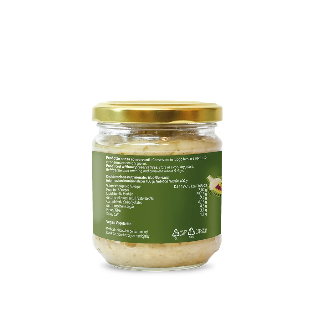 Premium Italian Cream with Artichoke, 180g Glass Jar ideal for Import or Retail