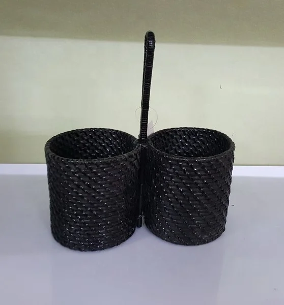 Amazon top seller 2022 rattan bottles holder with handle for wholesale kitchen storage made in Vietnam