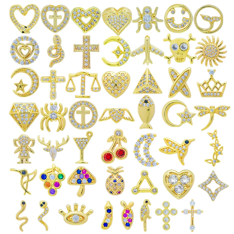 Fashion Trend Mix Design Hypoallergenic 18K Gold Plated Brass Statement Cubic Zircon Pink Star Moon Heart-Shaped Stud Earrings