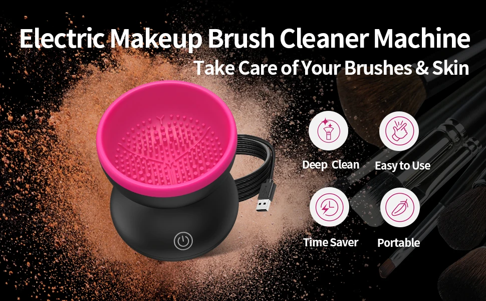 New Arrivals Hot Selling Electric Makeup Brush Cleaner Machine Auto USB Cosmetic Brush Cleaner Tools