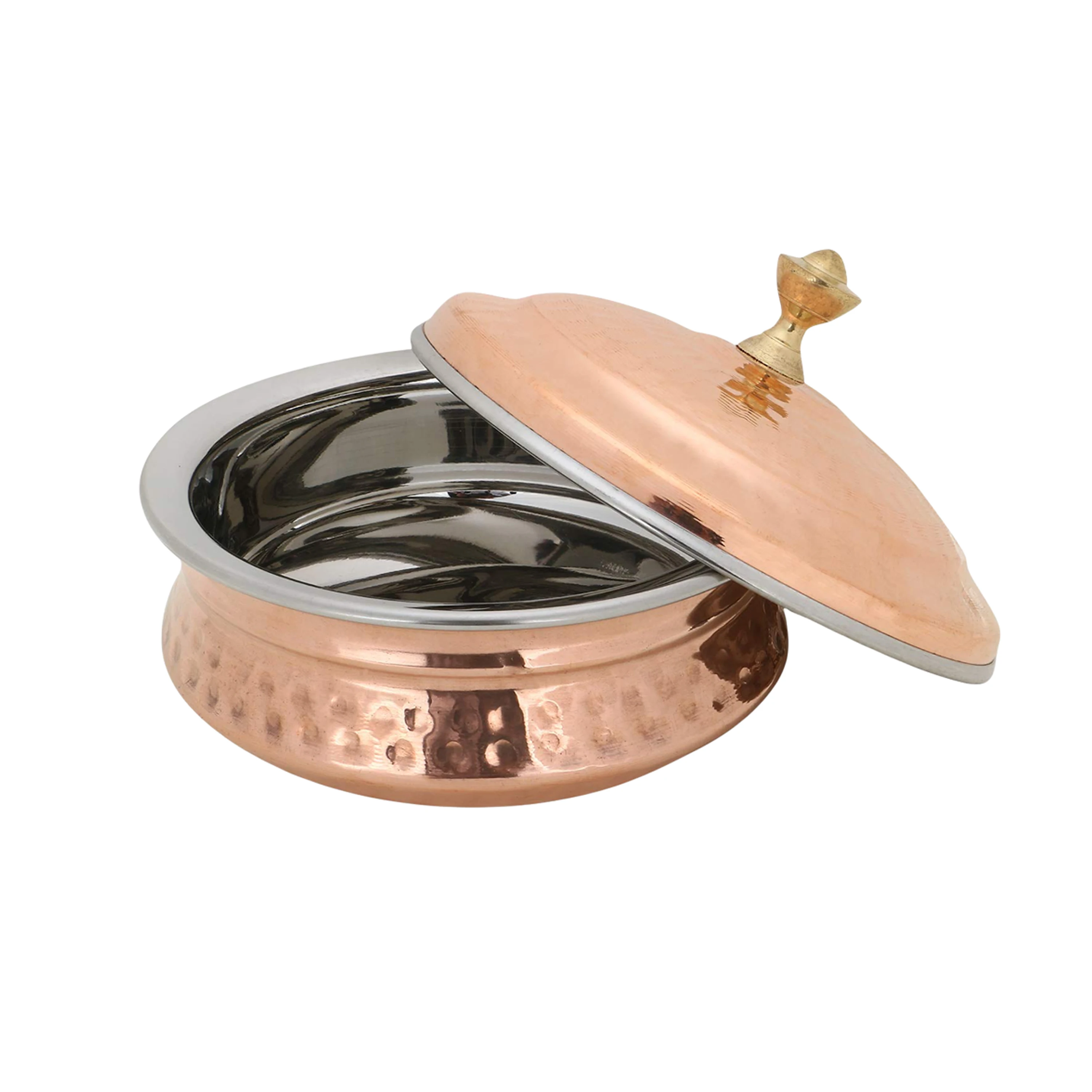 Handmade Set Of 3 Nickel And Gold Plated Hotpots For Food Equipment Multi-functional Hotpot By Made In India