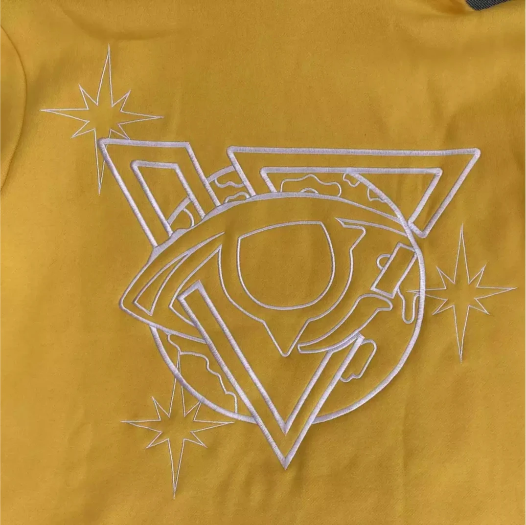 Streetwear Clothes Cut Edge Pullover Hoodies Custom Logo  French Terry Men embroidered hoodies  Men Distressed yellow hoodie