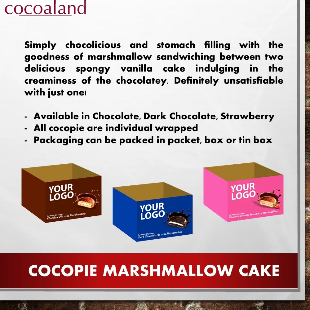 В наличии OEM/ODM кокопия Marshmallow торт шоколад вкус 24x25 г идеальные закуски подходят