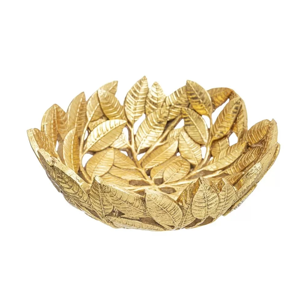 Алюминиевая Декоративная чаша в форме листа золотого цвета для шоколада орехов и сухих фруктов Высококачественная сервировочная