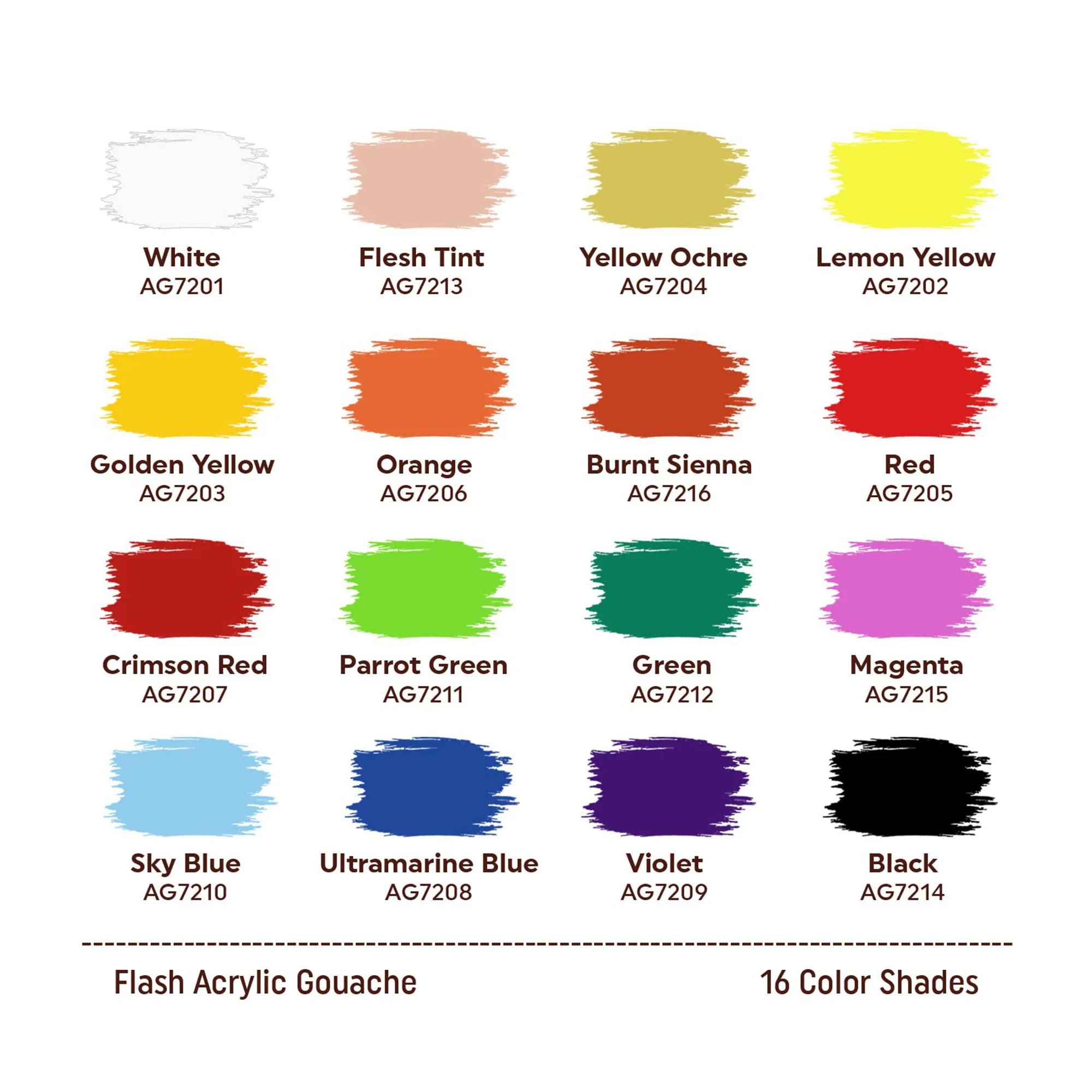 High Quality Flash Gouache Paint Set | 25ml 16 Color Set | Non Toxic for Kids & Artist High Lightfastness Colors