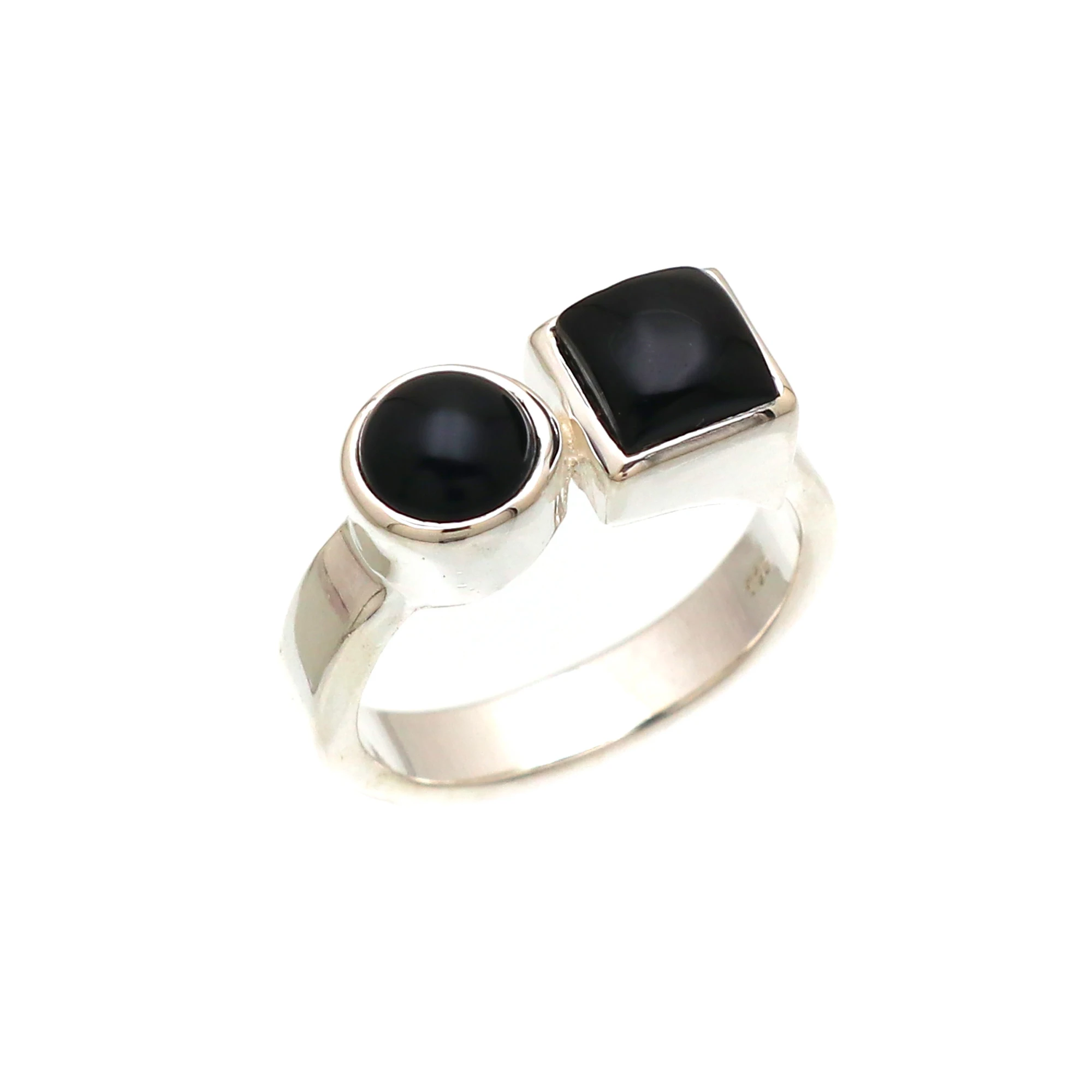 Wholesale Natural 925 Sterling Silver Ring Handmade Birthstone Wedding Party Gift Mom Wife Black Onyx Coral Garnet Amethyst