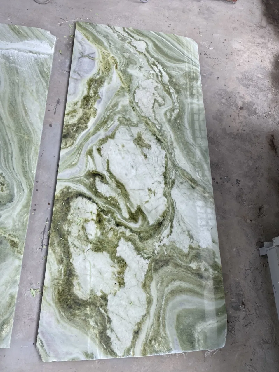 High quality Marble stone big slab small slab cut to size White marble Green mossy vein from Vietnam