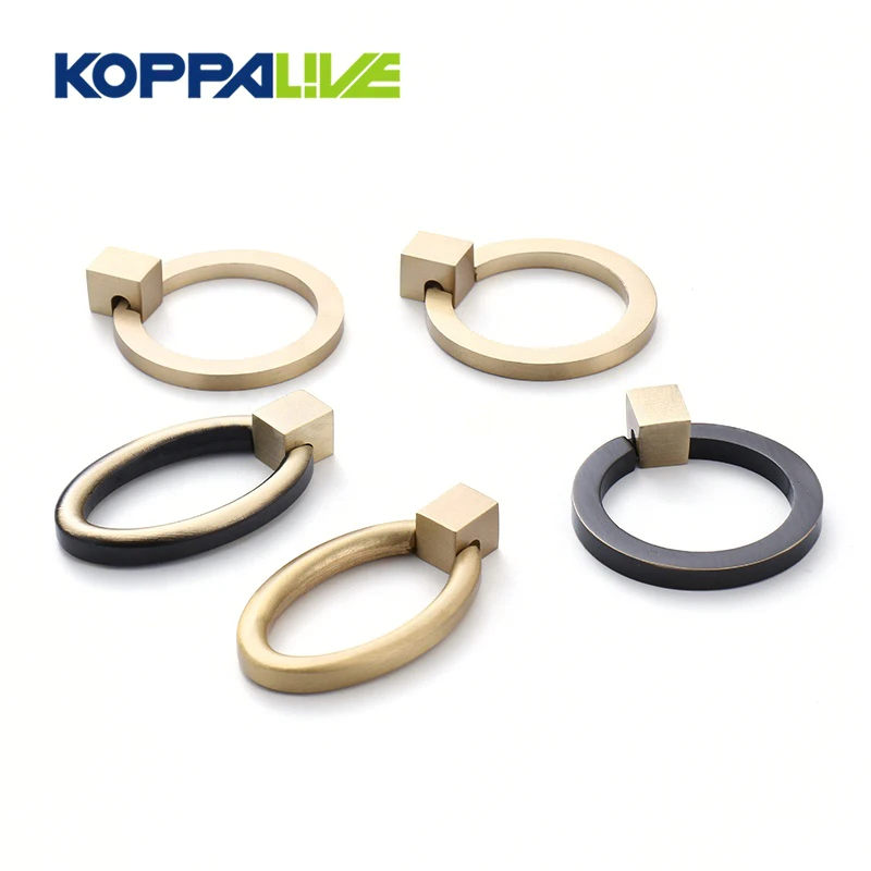 Koppalive matte brass ring pulls gold and black brass dresser drawer knobs universal furniture kitchen cabinet handle