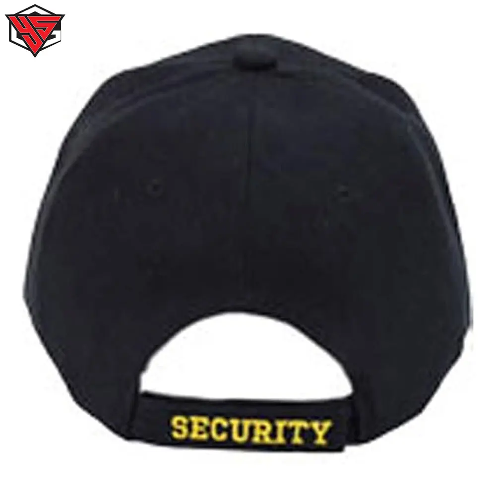 Security Cap with Custom ID on Front and Back, Adjustable Black Tactical Hat for Security Guards Durable Cotton