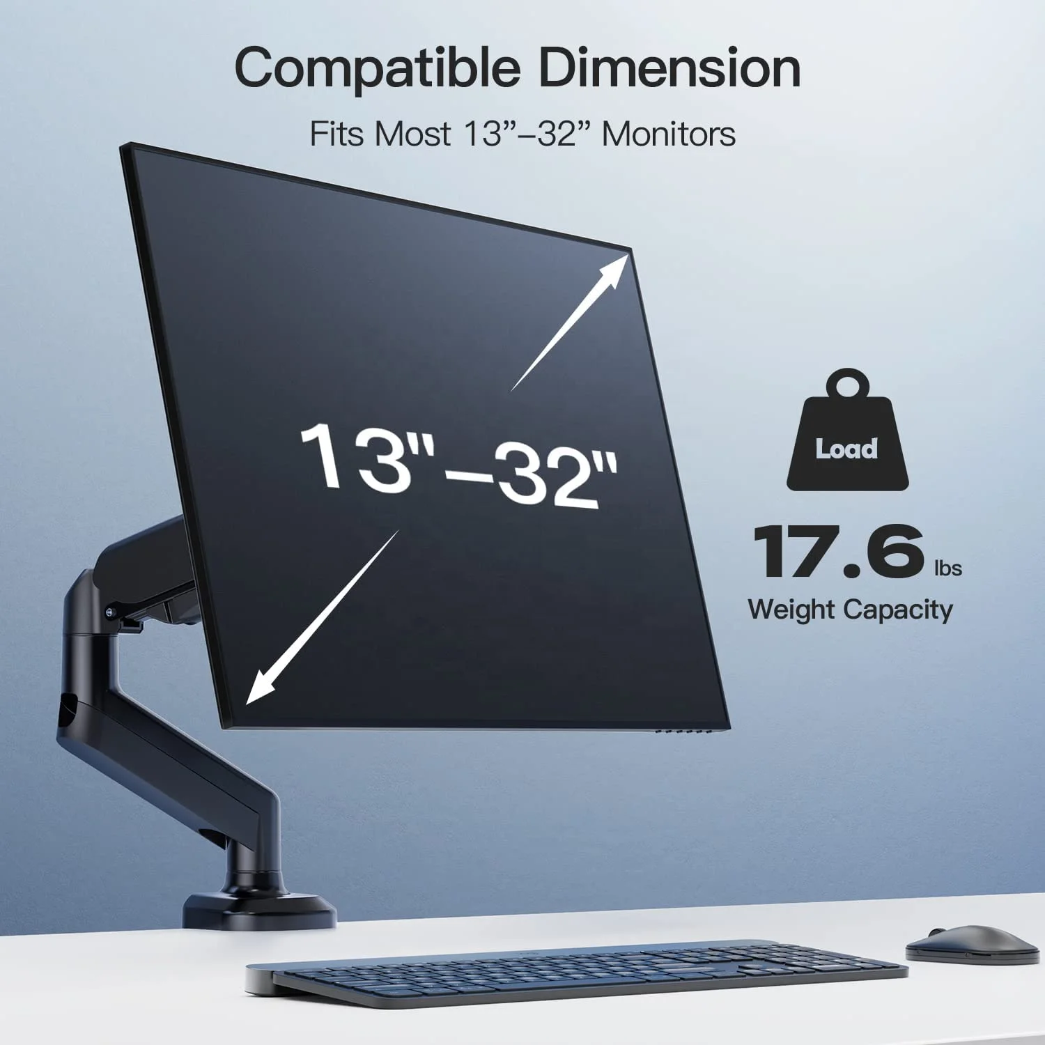 MG Single Monitor Mount Articulating Gas Spring Monitor Arm Adjustable Monitor Stand Vesa Mount with Clamp and Grommet Base