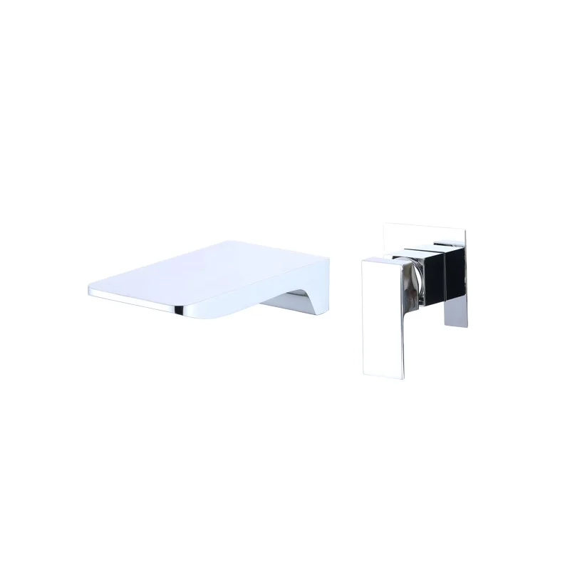 Modern Brushed Gold Wall-Mounted Bathroom Basin Faucet Single Handle Waterfall Lavatory with Ceramic Valve Core Zinc Material