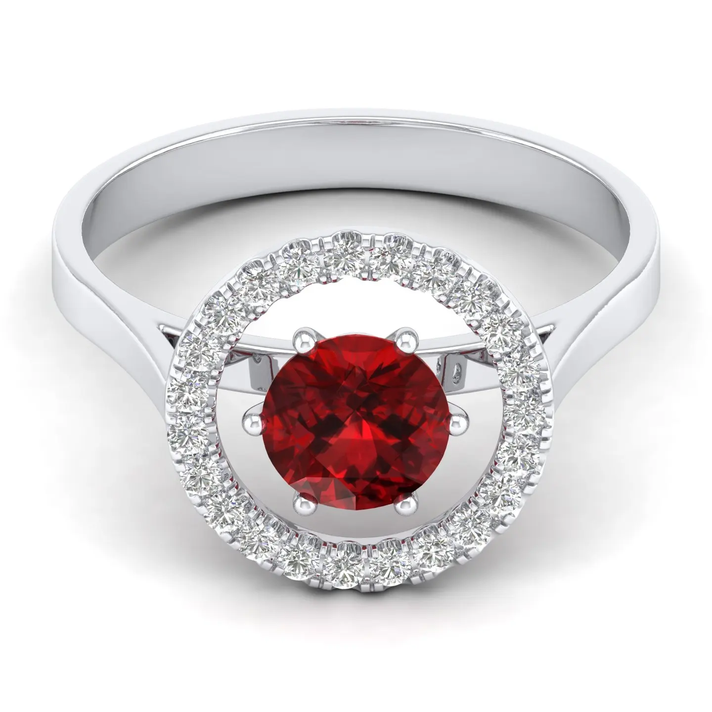 Scarlet Elegance Beauty 925 Sterling Silver Ring with Natural Red Garnet January Birthstone & GRA Certified Moissanite Wholesale