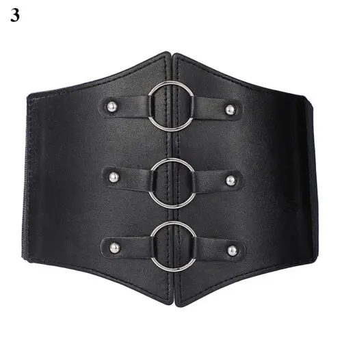 Women Buckle Bandage Corset Wide Pu Leather Slim Body Belt Elastic High Waist leather fashion belts women