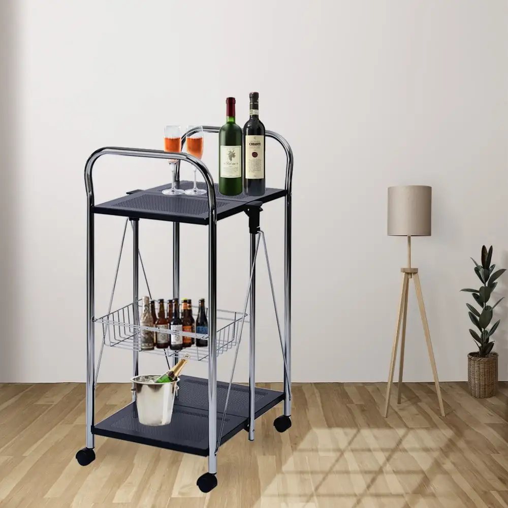 [Holar] Taiwan Made High-Quality 2 Tier Foldable Kitchen Trolley Cart with Two Sides Handles