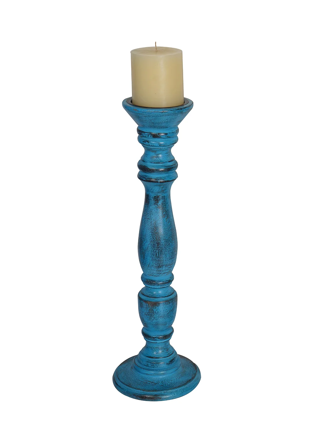 Hand carved wood candle stand pillar and tabletop style for all occasion