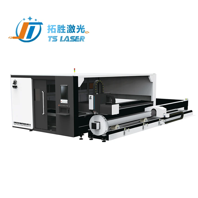 Tuosheng New Type Plate And Tube Fiber Laser Cutting Machine Semi Enclosed With Exchange Table For Matel