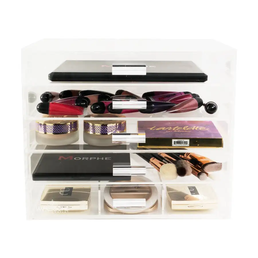 2023 Most Popular Acrylic Desk Organizer Make Up Acrylic Box Makeup Brush Organizer With 3 Drawers