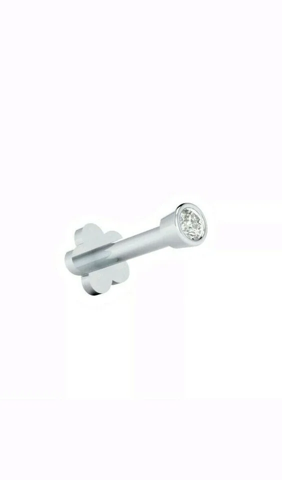 Hot Sell 1.80 MM Real Diamond Bezel Set Nose Lip Labret Piercing Stud Pin 18K White Gold For Sale By Indian Exporters