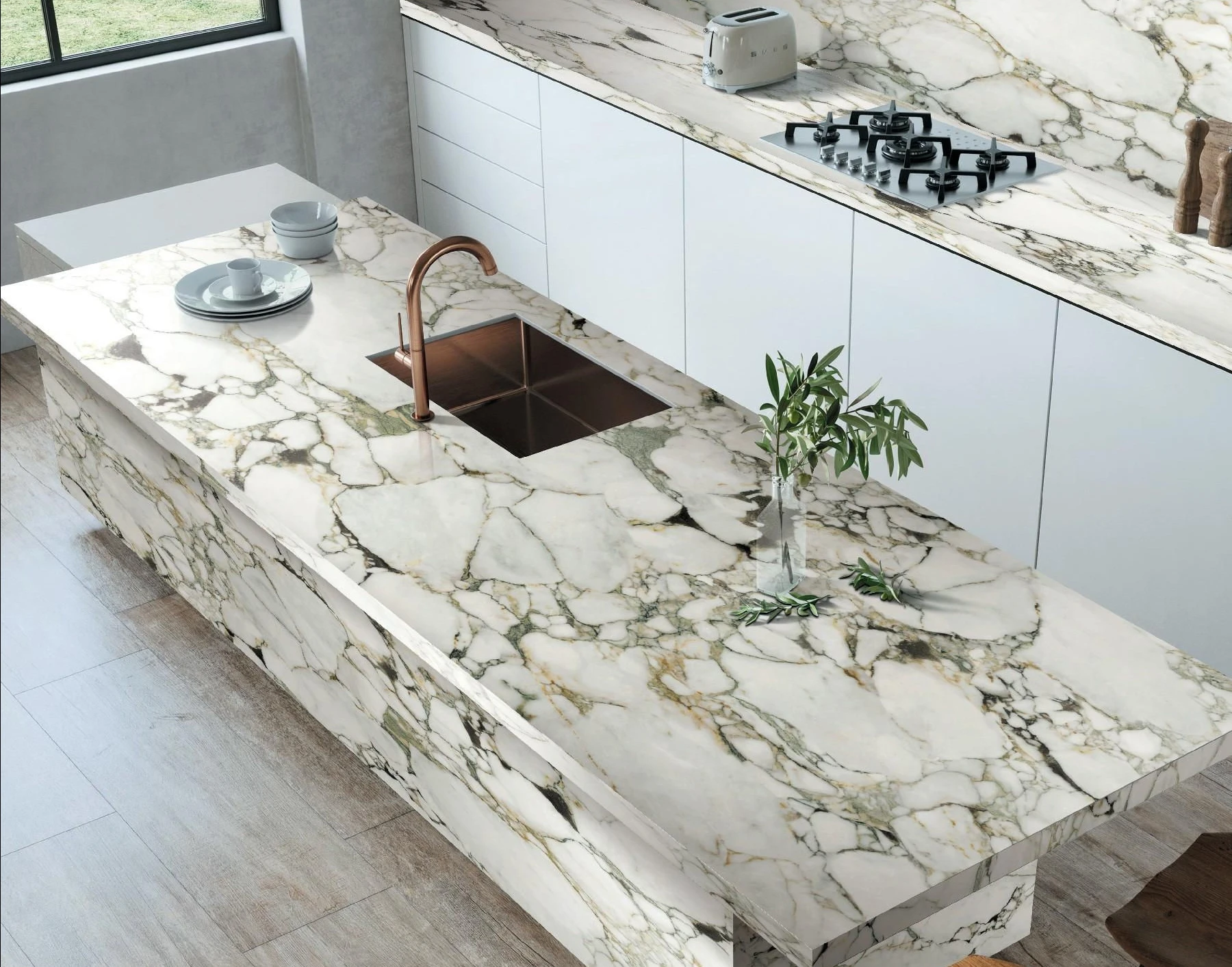 China Manufacturer Bulgari Black 12MM Big Slab Marble Look Glossy Sintered Stone for Countertops