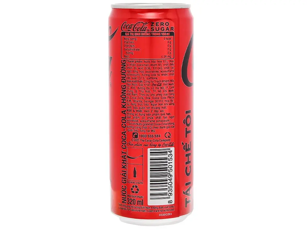 CocaCola zero soft drink can 320ml x 24