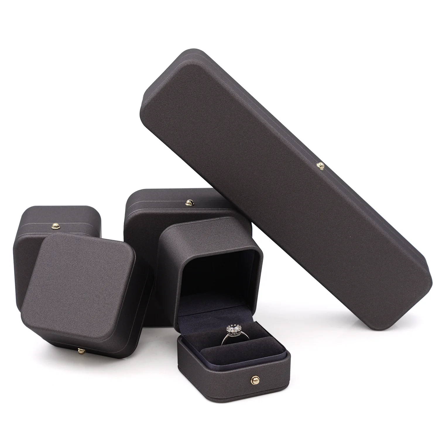 High End Custom PU Leather Ring Pendant Bracelet Jewellery Boxes Packaging Jewelry Box