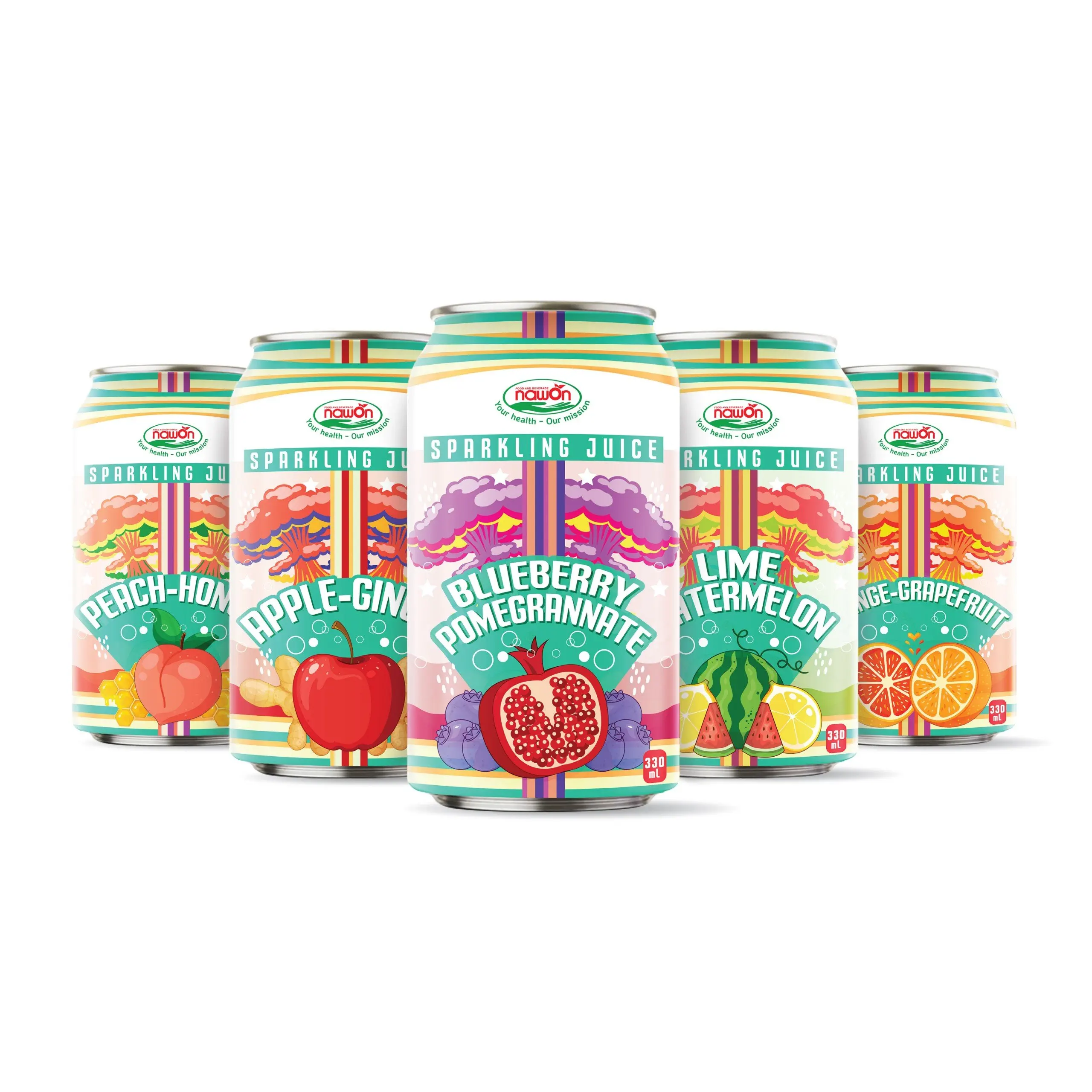 Mix Fruit Soda Carbonated Drink 330ml Can Sparkling Juice Drinks Private label OEM/ODM Beverage Wholesale Supplier
