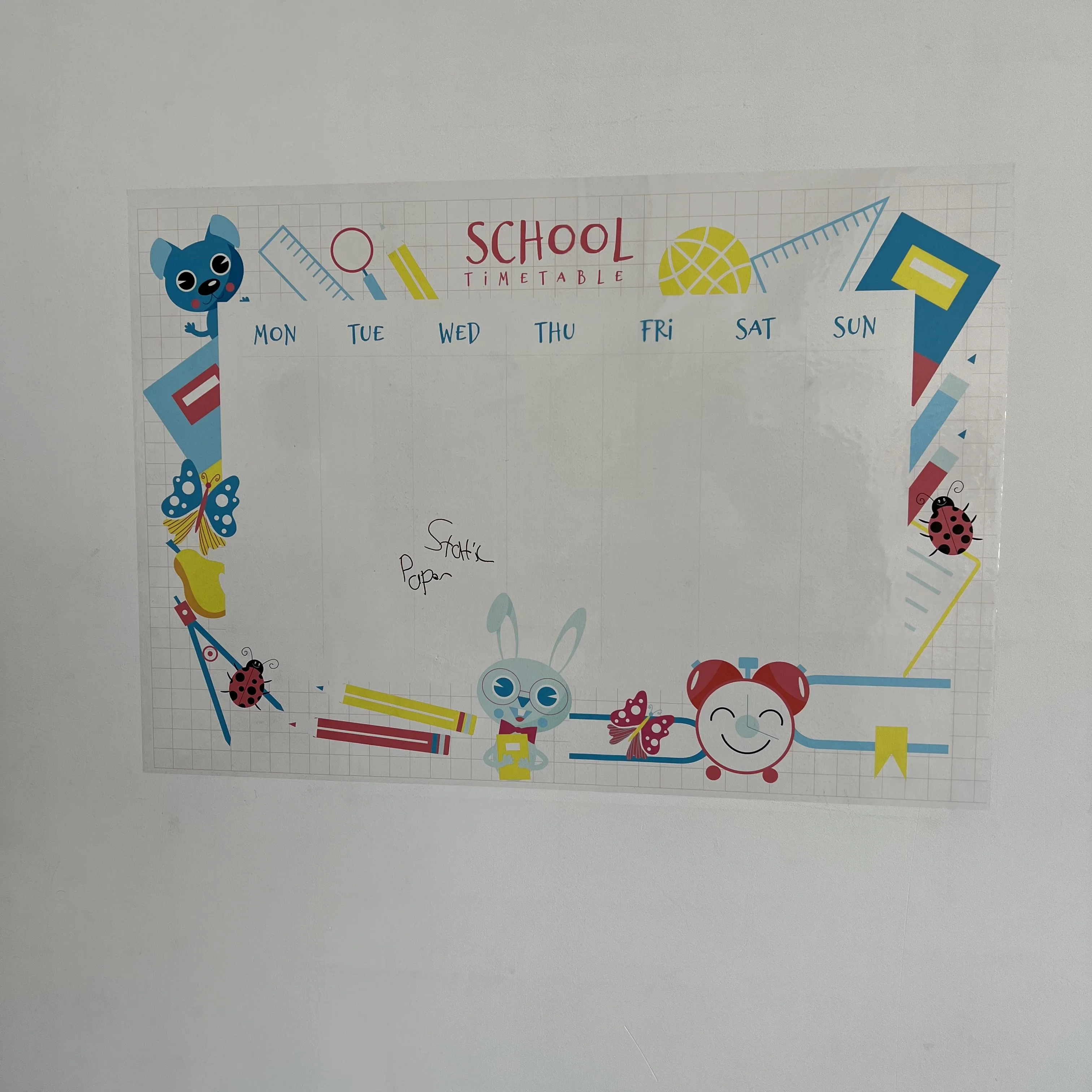 Dry Erase Lesson Planner for Students Reusable Durable Polystyrene Material Holds The Surface With Static Electricity