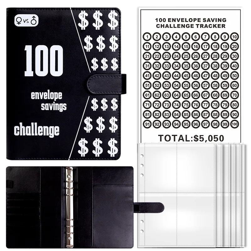 100 envelope challenge Loose-leaf book Couple Save Money Save cash Envelope Budget notebook