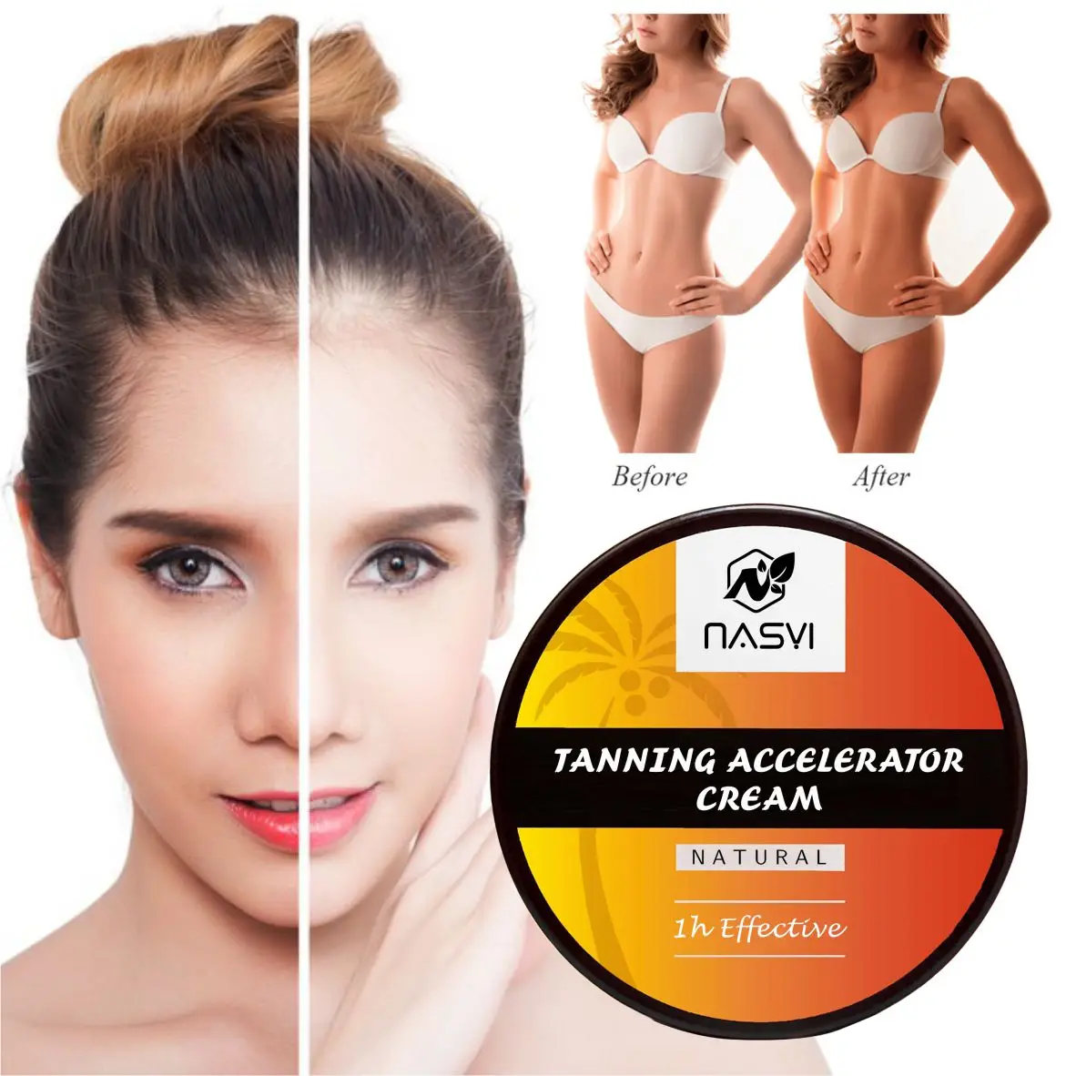 OEM ODM NASYI Private Label Brown Sunbed Tanning Cream Natural Intensive Tanning Accelerator Gel Tanning Lotion 190ml