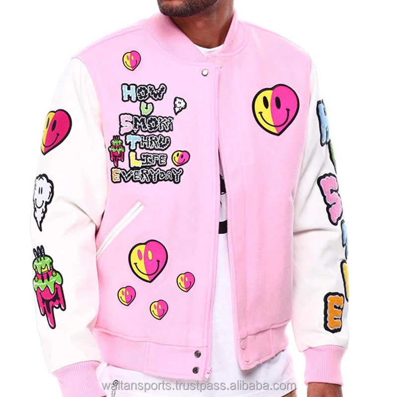 OEM Wholesale Bulk bomber letterman varsity jacket for men hot-selling chenille embroidery leather sleeves baseball Jackets