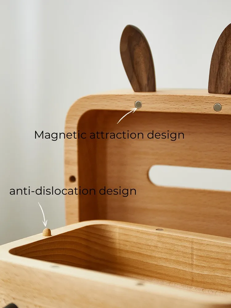 Creative Cute TV-shaped Wooden Tissue Napkin Paper Storage Box Holder for Desktop Living Room and Home
