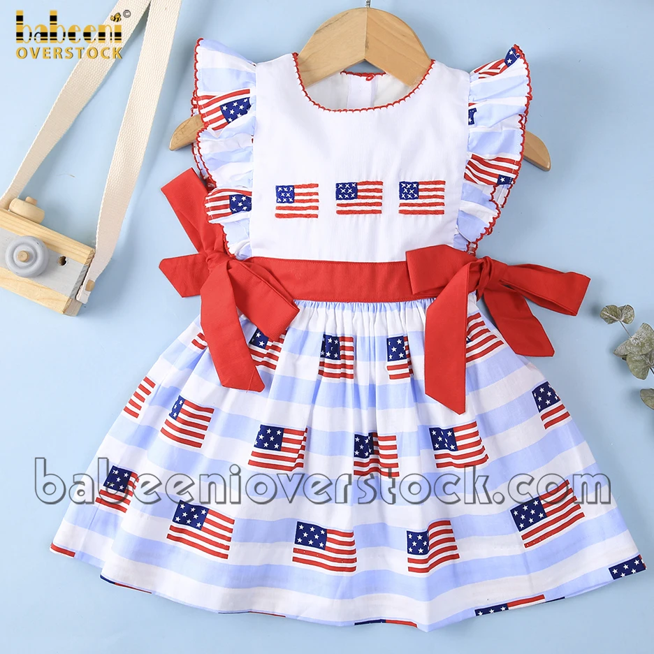 4th of July graceful baby dress ODM OEM wholesale smocked girl dress high quality Babeeni Brand - BB1870