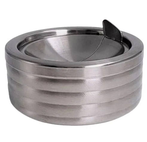 New Design Gold Finished Rounded Stainless Steel Ash Tray Car Custom Smokeless Easy to Clean Pocket Ashtray with Lid