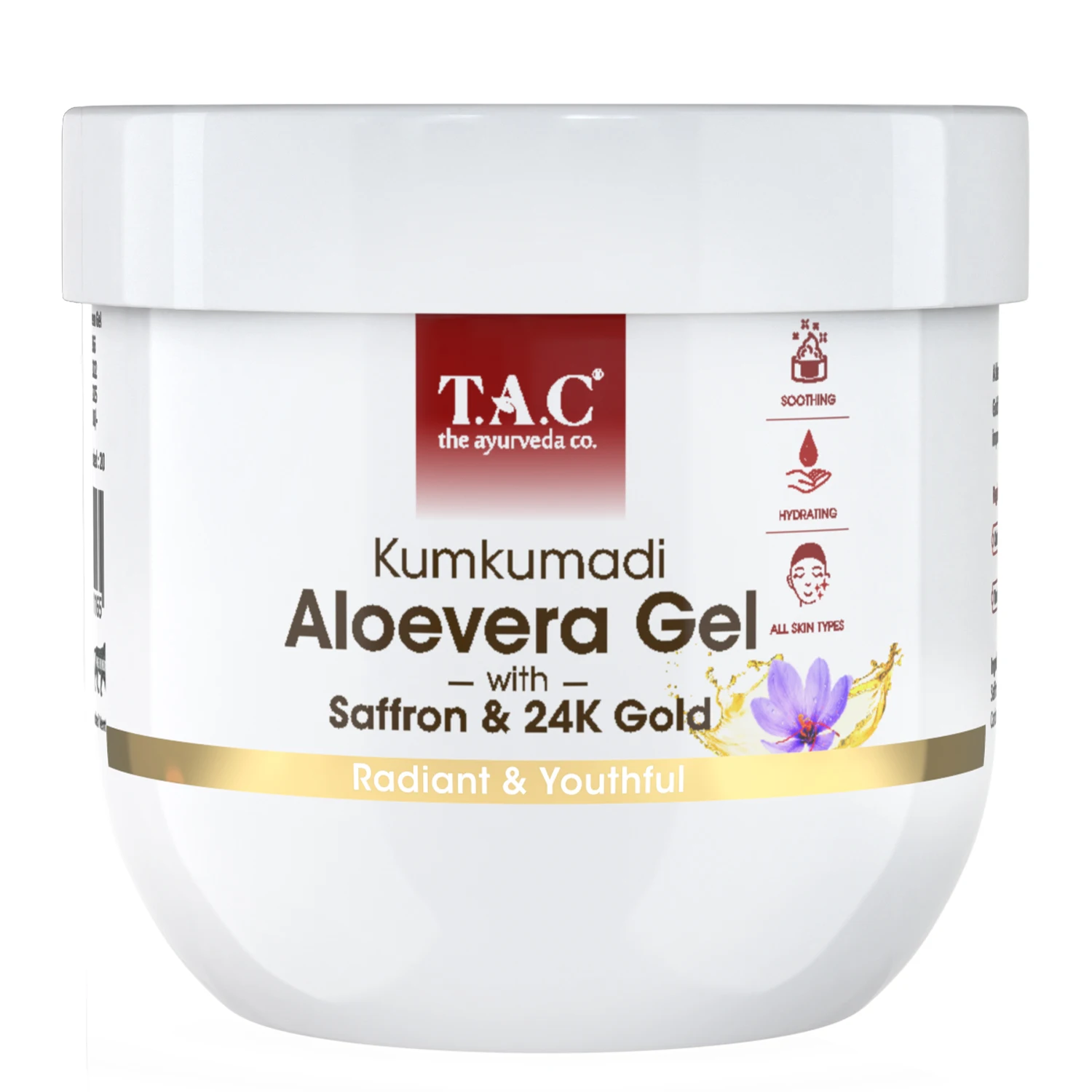 TAC - The Ayurveda Co.  Kumkumadi Natural Aloevera Gel for Face & Body with Saffron & 24K Gold Flakes, for Radiant Skin, 200gm