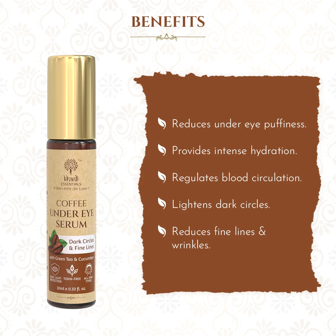 Buy Khadi Essentials Coffee Under Eye Serum with Green Tea & Cucumber Dark Circles & Fine Lines Remover By Exporters