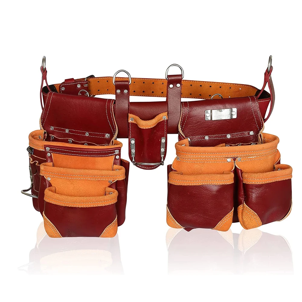 Top Quality Handmade leather tool Bag Storage Carpenter Construction Work 100% Genuine Leather Tool Pouch Tool Belt Set