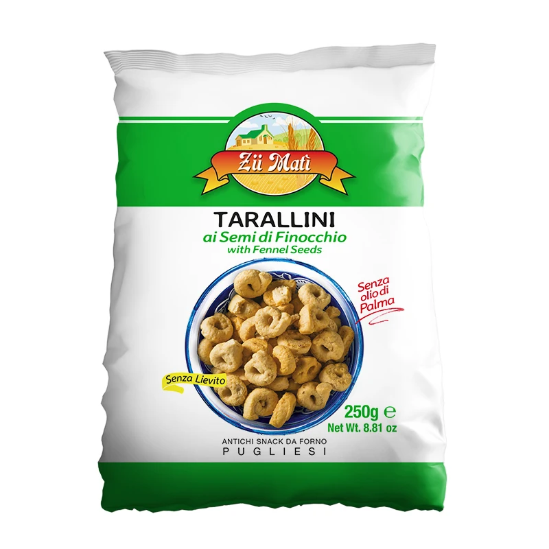 Закуски Tarallini с семенами фенхеля 250 г запеченные в форме кольца соленые закуски Экстра натуральным оливковым маслом Сделано