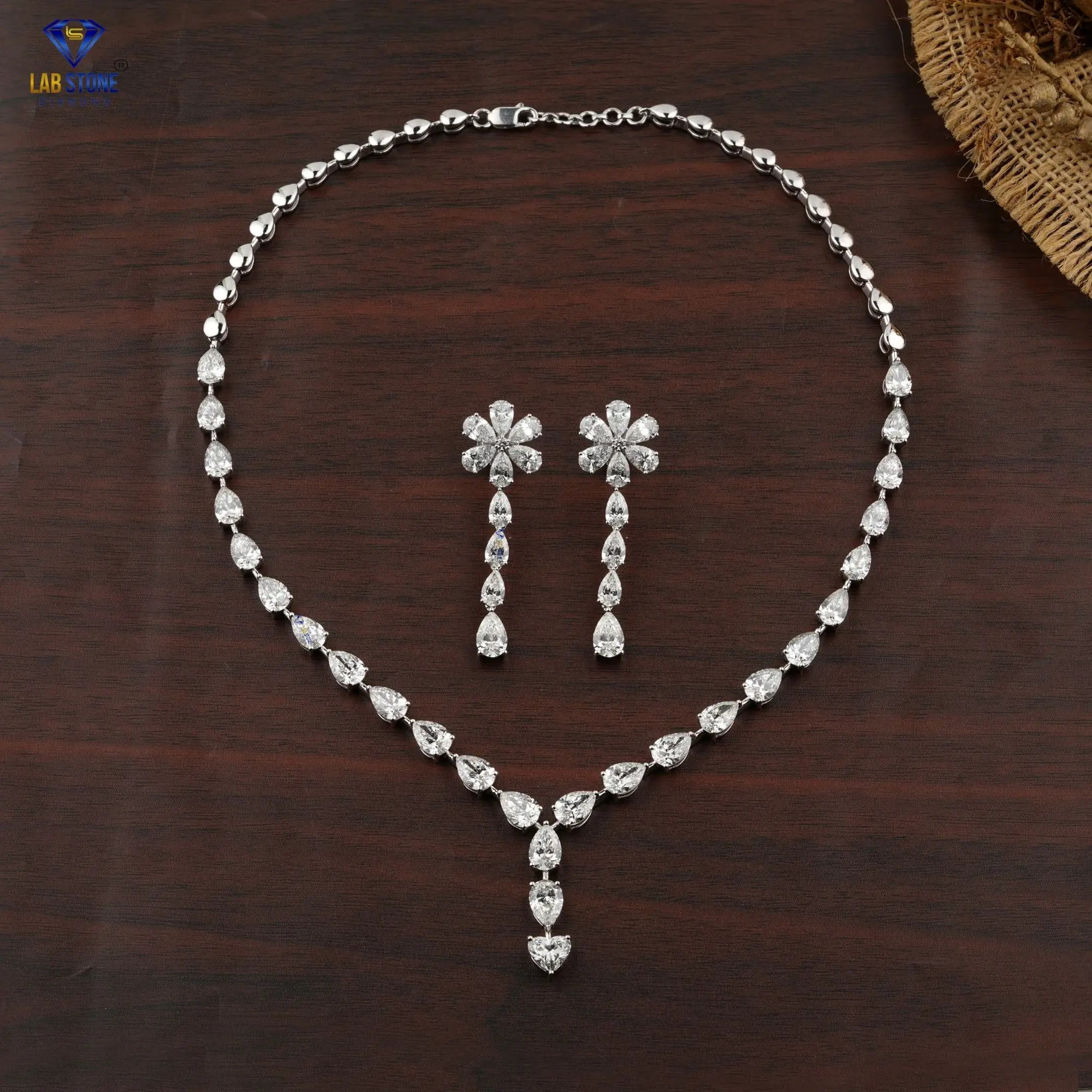 16.05 TDW Pear & Heart Cut Diamond Necklace 18k White Gold | Lab-grown Diamond  Diamond Necklace  Jewelry