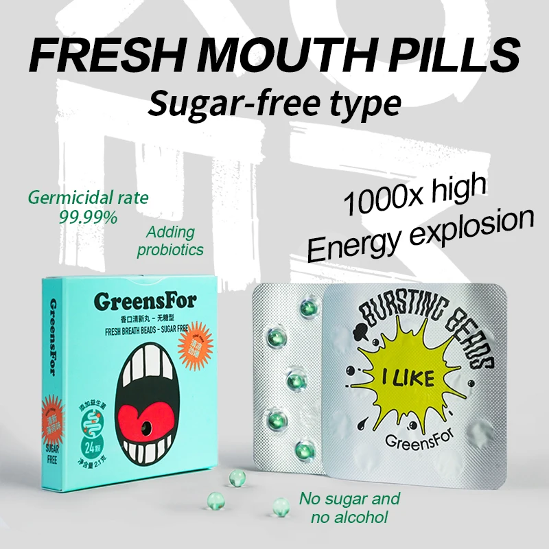 Popping Burst Beads Chewing Gum Mint Fruit Flavored Breath Freshener mint capsules fresh sugar free candy beads oral care