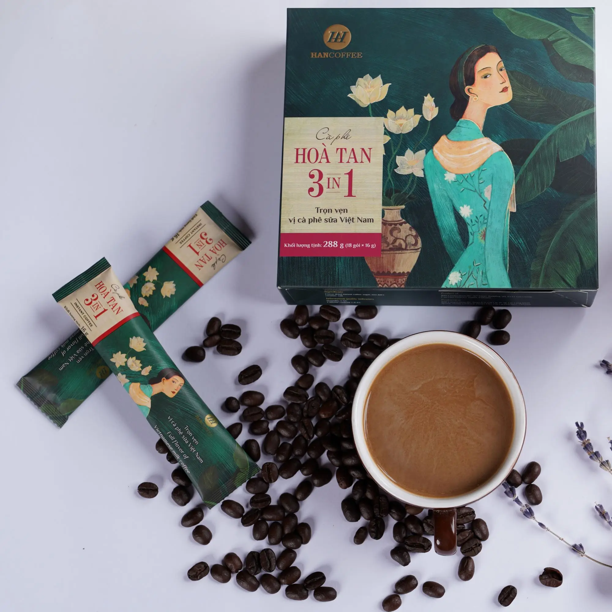 Hancoffee Премиум Сублимированный Кофе 3 в 1 растворимый порошок разнообразные ароматизаторы упаковка для фруктов с сахарным кремом ОДМ/OEM обслуживание