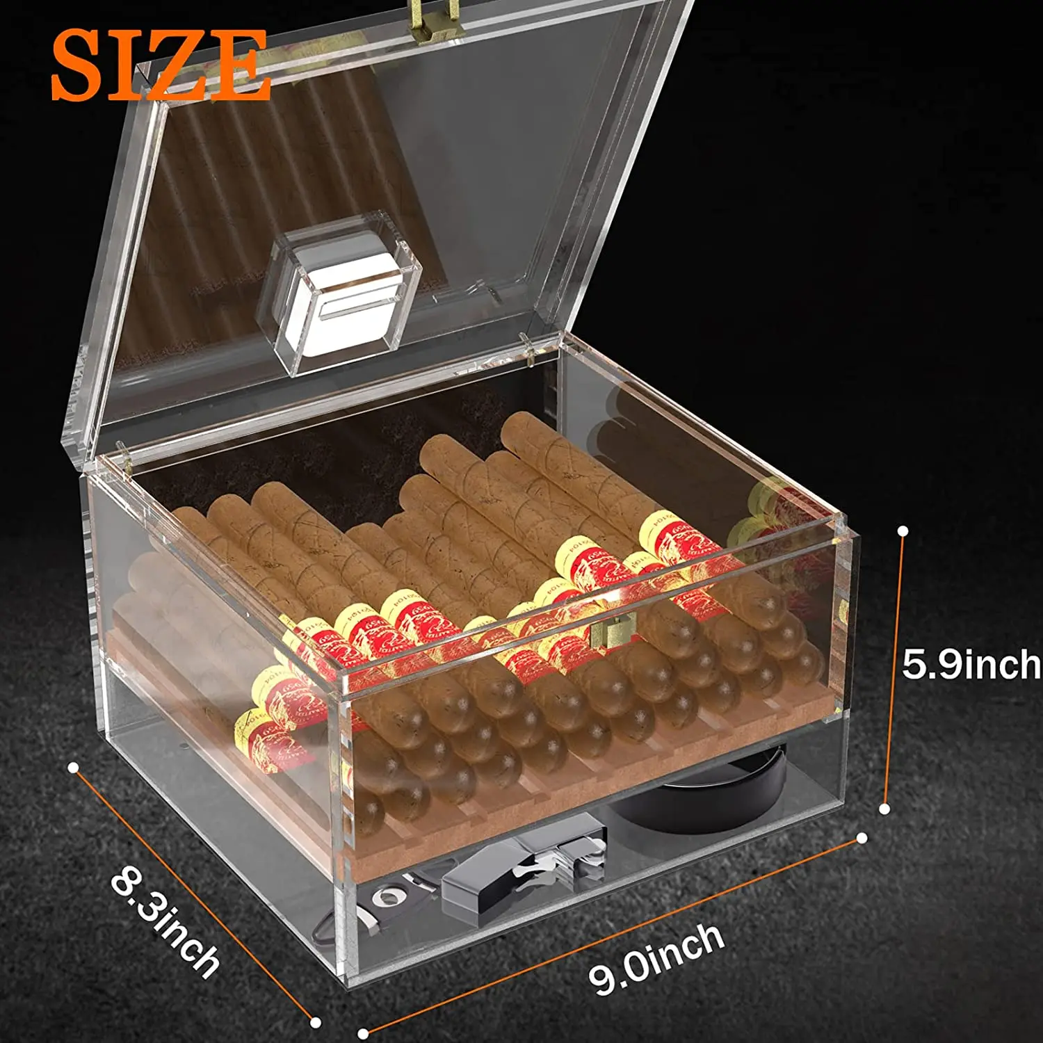 Custom Carbon Fiber Cigar Humidor Box acrylioc Cigar Cases