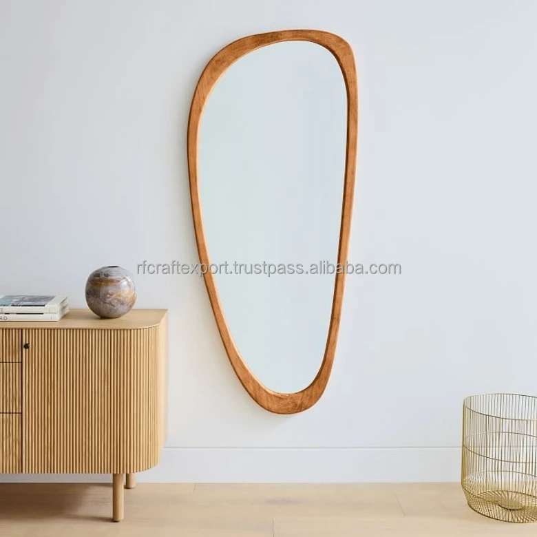 New Modern Luxury Design Wood Wall Mounted Mirror Simple Design Customized Shape & Wood Mirror From India by RF Crafts
