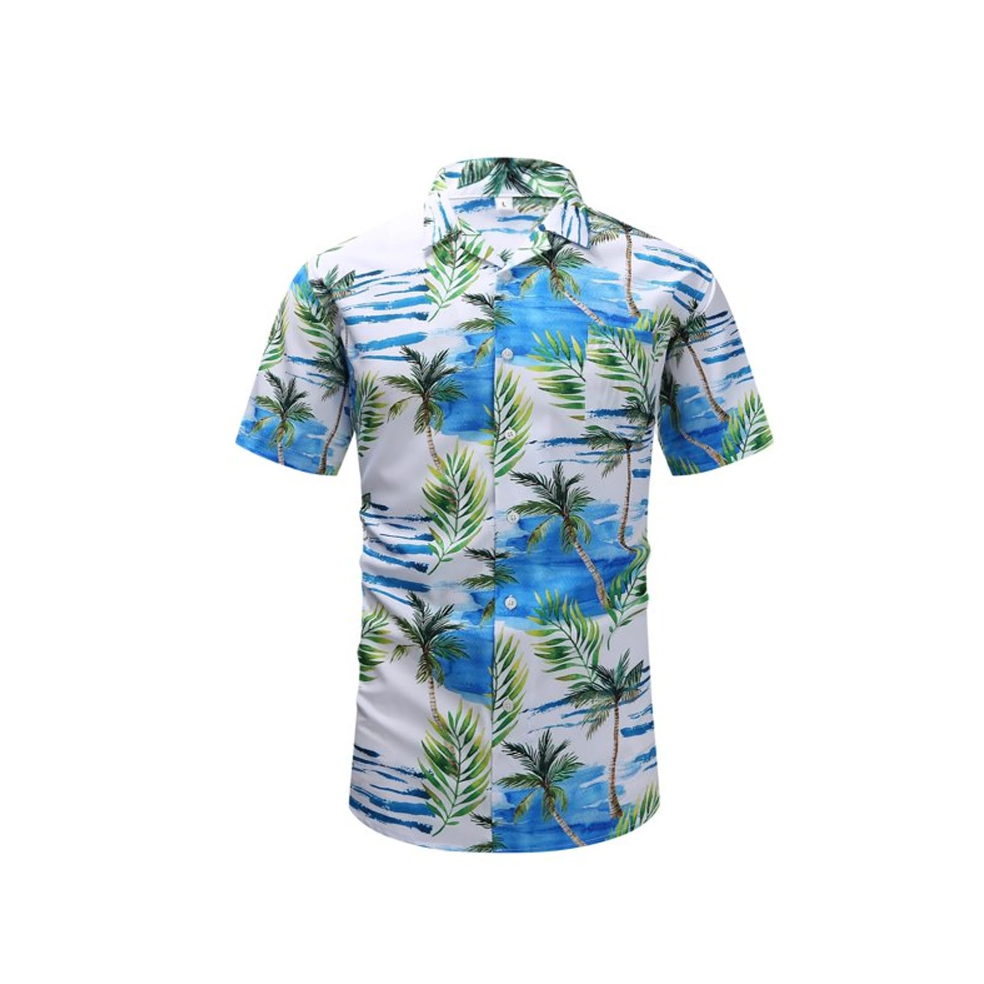 100% Cotton Stylish Wholesale Cheap Price Fashionable Plain Short Sleeve Logo Custom Printed Mens Hawaiian Shirt From Bangladesh
