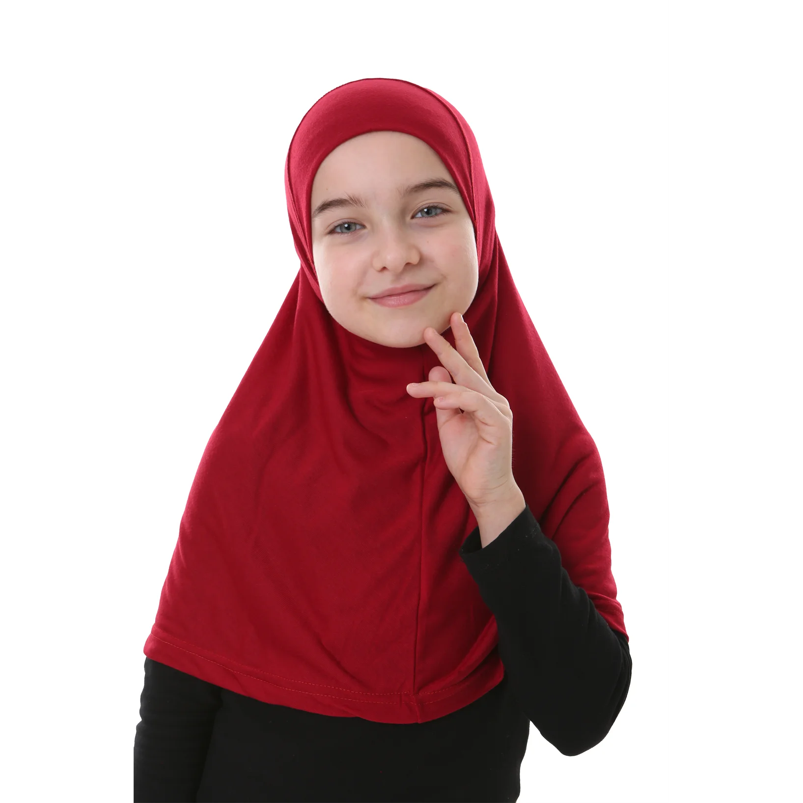 Jersey Hijab Wholesale Muslim Kids Girls Arab Instant Cotton Jersey Bamboo Hijab Islamic Headscarf