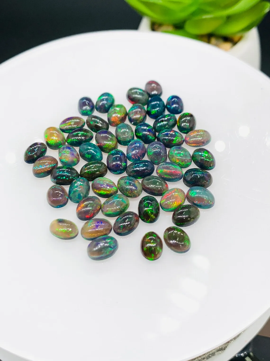 Natural Ethiopian Black Opal Oval Cabochon Cabochon Mix Size And Shape Calibrated Gemstone