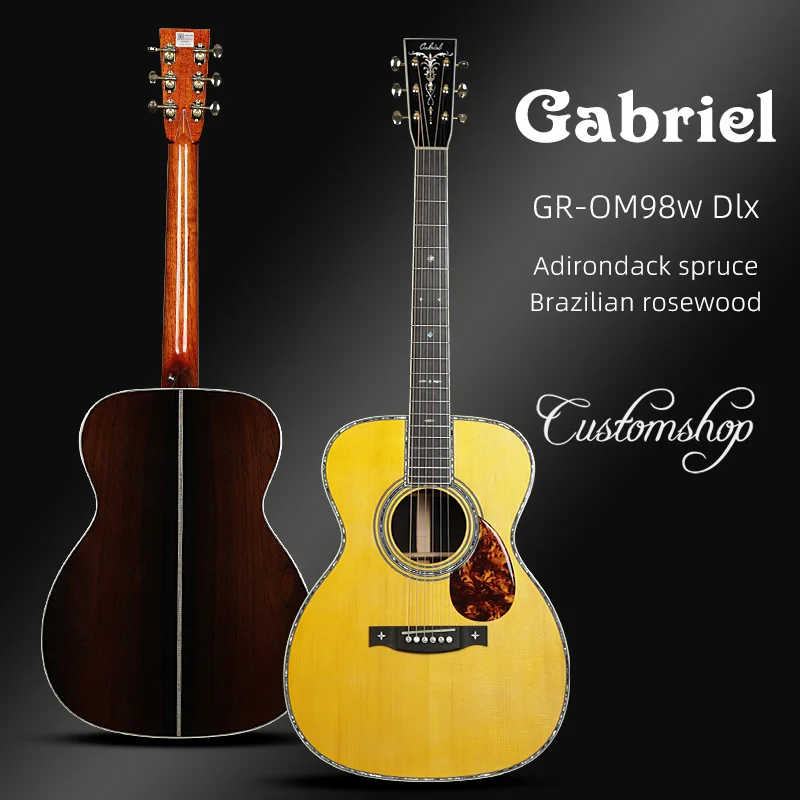 Габриэль GR98w DLX ручной работы Бразильский палисандр OM 40 дюймов Гитара Фабрика пользовательский магазин Акустическая гитара для
